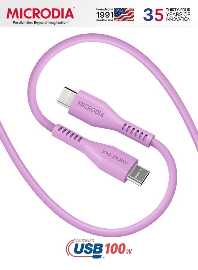 MICRODIA 【Microdia】 Fruitywire PD100W USB-C to USB-C Charge & Sync Cable, Liquid Silicon, 1.3m - Soft Touch & Tangle-Free - Image 1